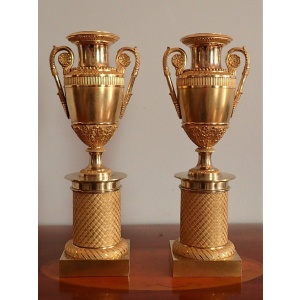 Gorgeous Pair Of Ormolu Antiques Vase Shaped Cassolettes~Sold~