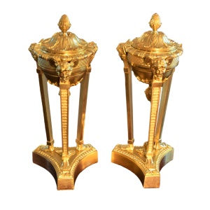 Gorgeous Pair Of Psyche Decorated Ormolu Cassolettes