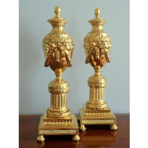 Gorgeous Pair Of Gilt Bronze Louis XVI Style Cassolettes~Sold~