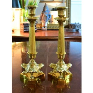 Charming French Antique Gilt Bronze Pair Of Candelabras