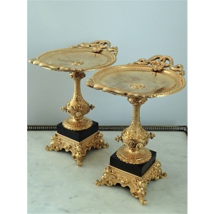 Fine Ormolu And Black Marble Pair of Napoleon III Tazza~Sold~