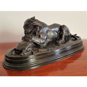 Gorgeous Statue Of A Tiger Devouring A Gazelle By AL Barye~Sold~