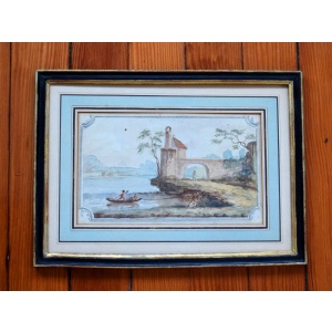 Lovely XVIII French School Study Of A River Crossing~Sold~