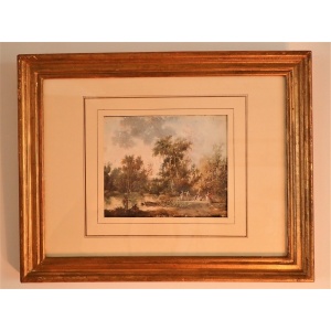 Lovely Gouache Of An Animated Landscape Attributed to Bélanger