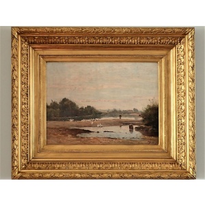 Beautiful Oil Paiting Of A Duck Shepherdess By LA Japy~Sold~