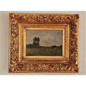 Lovely Oil Painting Of French Pasture And Sheep By Pezous~Sold~