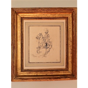 Gorgeous Drawing Of A Cuirrassier On A Prancing Horse By Detaille