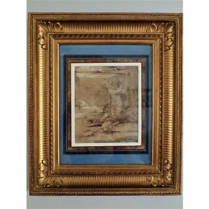 Charming 2 Sided Ink And Brown Wash Drawing Of Putti By P Candido