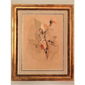 Watercolored Drawing Of the Revolution Of 1848 By Andrieux~Sold~