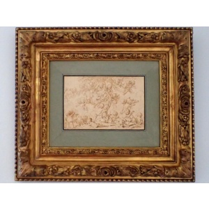 Gorgeous 18th Century Ink Drawing Of Putti By LF Delarue~Sold~