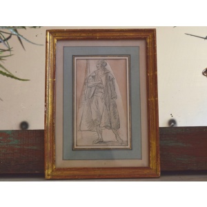 Charming Pencil Drawing Of a Standing Man By H Robert~Sold~