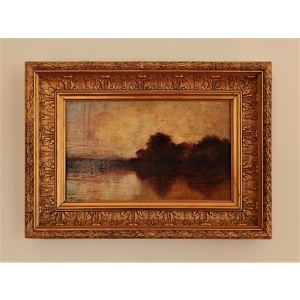 Charming Barbizon School Oil On Panel Of A Sunset.