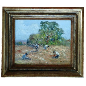 Oil On Canvas Painting Of The Harvest By Fernand Maillaud