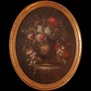 Lovely Late 18th Century Oil on Canvas Still Life With Flowers
