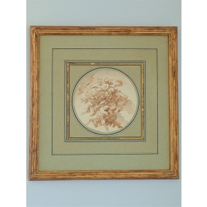 Charming 18th Century Flemish School Ink Drawing Of Putti