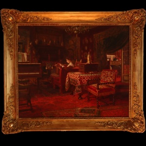 Elegant Reader in a 19th Century Paris Interior by Edouard Gelhay