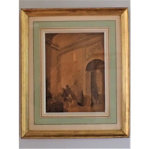 19th Century Drawing Of a Romantic Scene By Guirand De Scevola