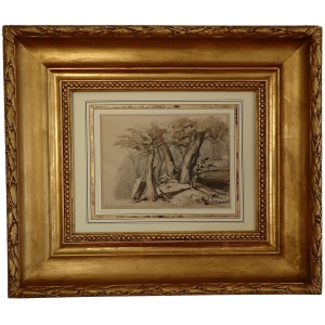 A Charming Ink Drawing Of The Park in Weimar by W Georgy