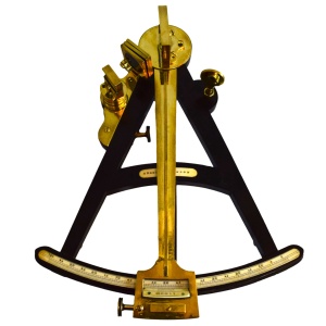 Mahogany and Brass Octant Signed By Hugues