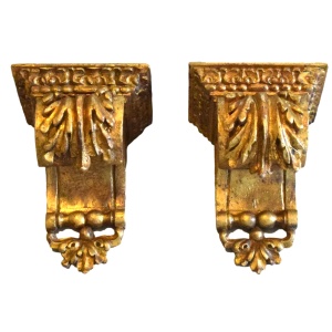 French Louis XVI Gilt Wood Pair of Consoles