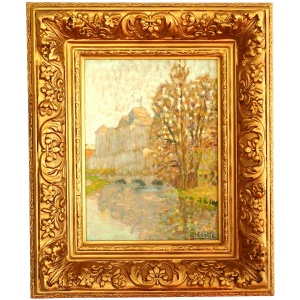 Auguste Michel Colle-The Commercy Castle From the Canal des Moulins