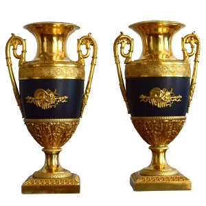 French Restoration Period Pair of Bronze Cassolettes