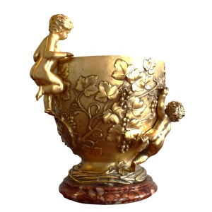 Antique French Bronze Champagne Bucket by Fugere