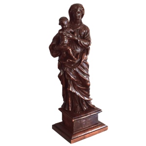 Beautiful French 18th Century Wood Madonna & Child