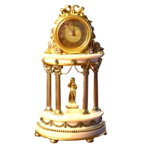 Charming Silver and Ormolu Table Clock by Boin Taburet