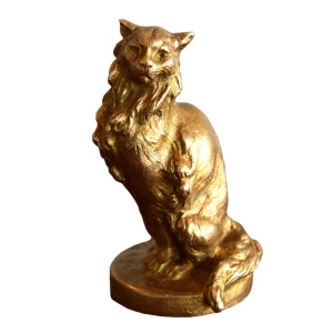 Lovely Gilt Bronze Angora Cat Statue by Thomas Cartier