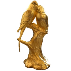 French Gilt Bronze Pair of 'Inséparables' Parakeets by Georges Gardet