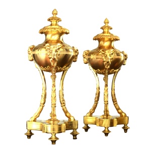 Louis XVI Style Pair of French Ormolu Cassolettes
