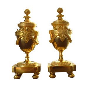 Charming French Ram Head Decorated Gilt Bronze Cassolettes