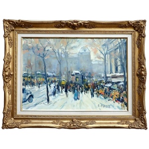 Charles Malle - La Madeleine's Flower Market in the Snow